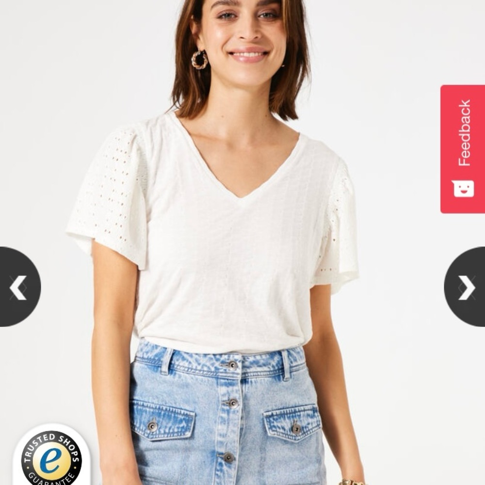 GARCIA-White Short Sleeve Women's Top
